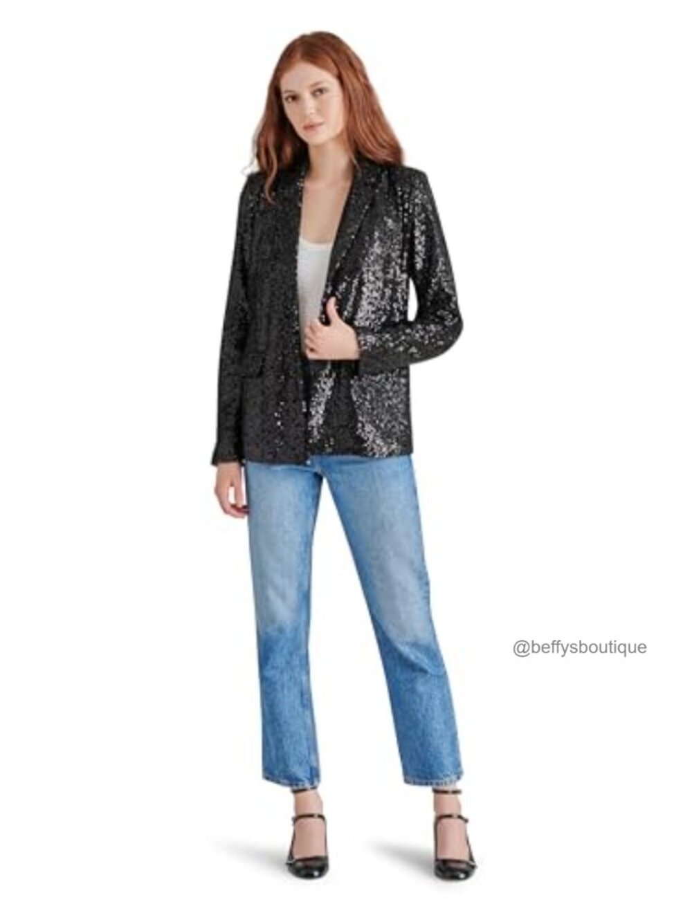 Oversized Sequin Blazer Long Sleeve Formal Suit Jacket